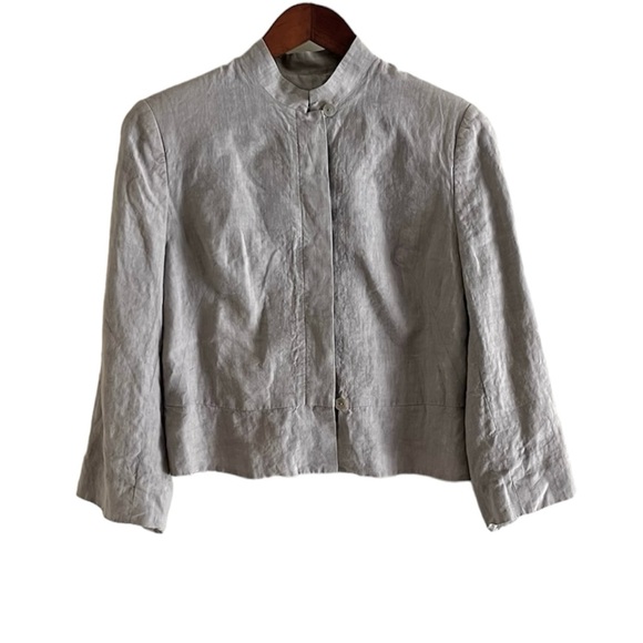 Morgane Le Fay Jackets & Blazers - Morgane Le Fay 100% Linen Cropped Jacket Light Taupe Medium